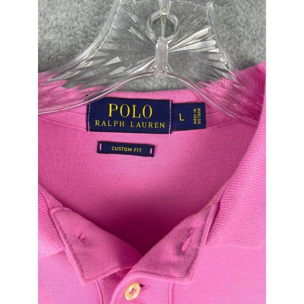 Polo Ralph Lauren Polo Shirt Mens L Pink Green Pony Short Sleeve Preppy‎ Casual